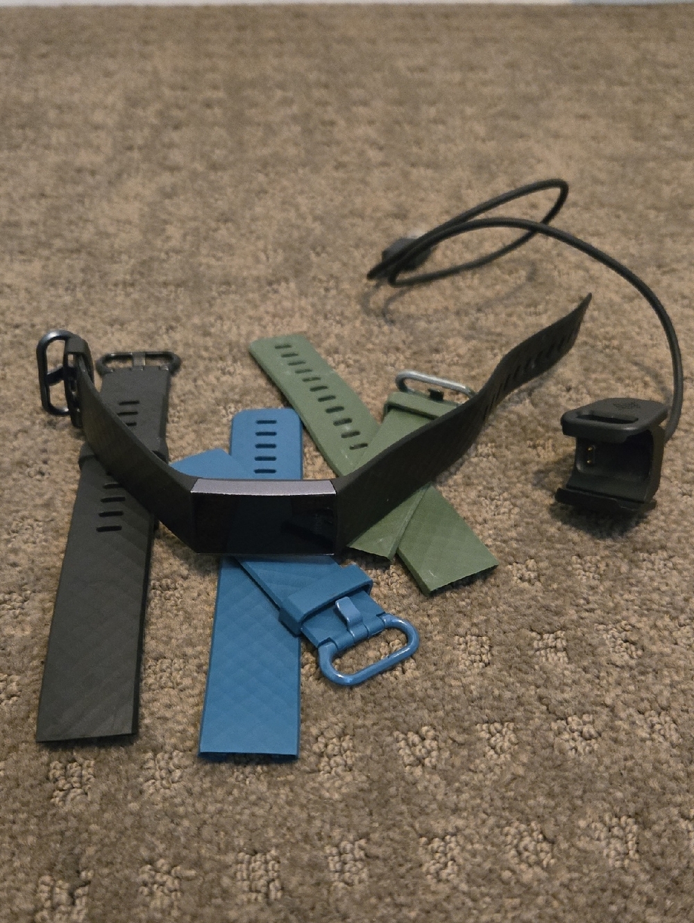Fitbit Charge Fitness Tracker with Multiple Silicone Bands - Black, Blue, Green